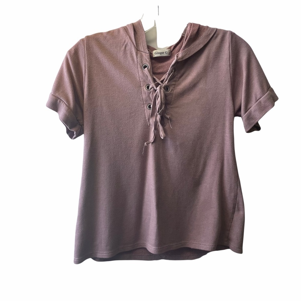 Ginger G short sleeve hoodie shirt size small